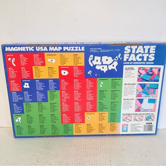 1992 Smarty Toys Magnetic USA Map Puzzle with Easel & Sorting Tray Ages 6 and Up - Picture 6 of 6